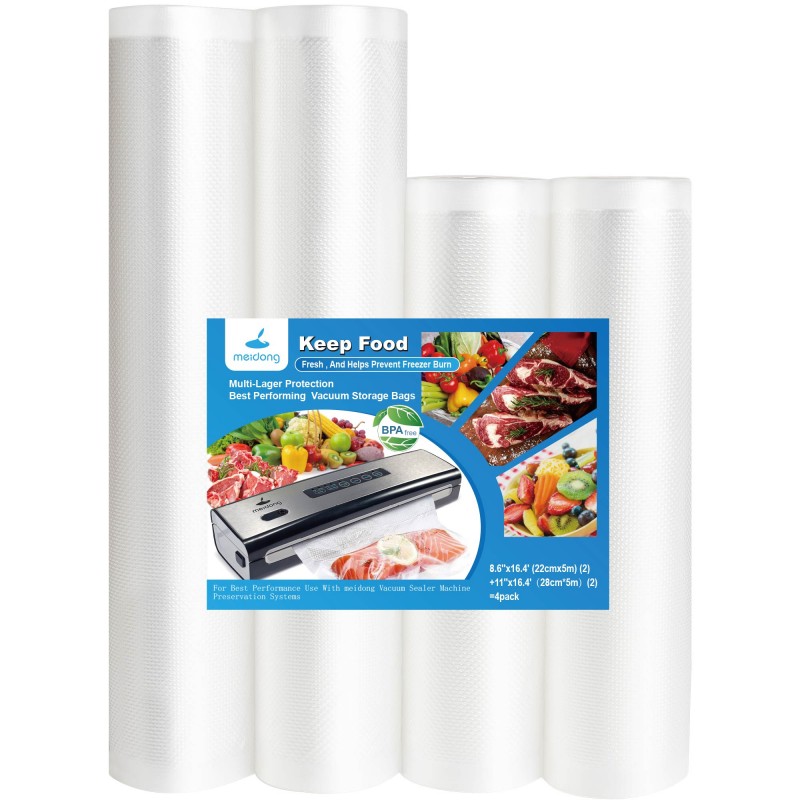 Vacuum Sealer Rolls, Etunsia Vacuum Sealer Bags - 4 Packs in 8.6x16.4' &  11x16.