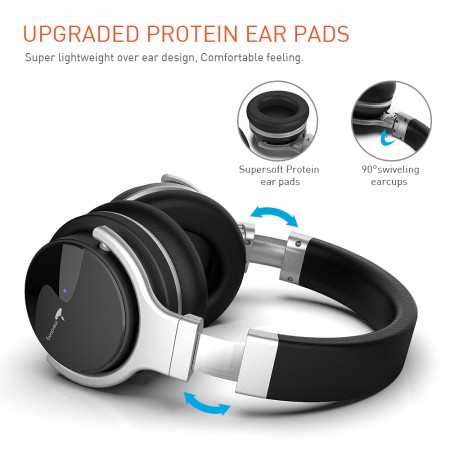 Bluetooth Headphones, Meidong E7B Lightweight Wireless Headphones with Microphone Hi-Fi Sound Deep Bass Headsets Over Ear, Comfortable Protein Ear pads, 30 Hours Playtime for Travel Work TV 