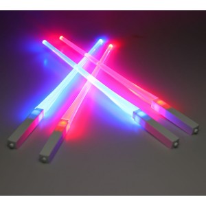 Meidong Chopsticks Lightsaber Light Up Chop Sticks Glowing Reusable Portable Funny Magic Gift for Child Kids Toddlers Adults (2 Pairs, Red + Blue)
