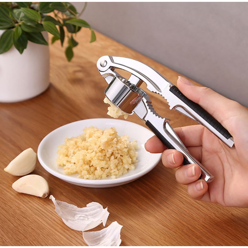 Meidong Premium Garlic Press with Soft Easy-Squeeze Ergonomic Handle, Sturdy Design Extracts More Garlic Paste Per Clove, Garlic Crusher for Nuts & Seeds, Professional Garlic Mincer & Ginger Press