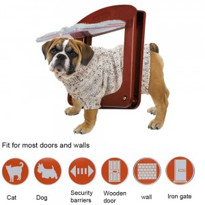 Meidong Pet Door Cat Flap Dog Door 4 Ways of Locking Security Barrier Flap Rainproof No Noise Pet Products Fits for 15 lbs Pets Cats Small Dogs Poodles (Brown)