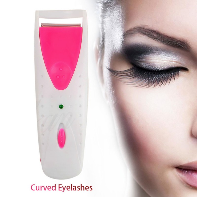 Meidong Eyelash Curler Heated Mini Professional Hot Eyelash Curler Electric Long Lasting Curl Battery-Operated for Women Ladies Girls Make-up Dance Party Appointment (Pink)