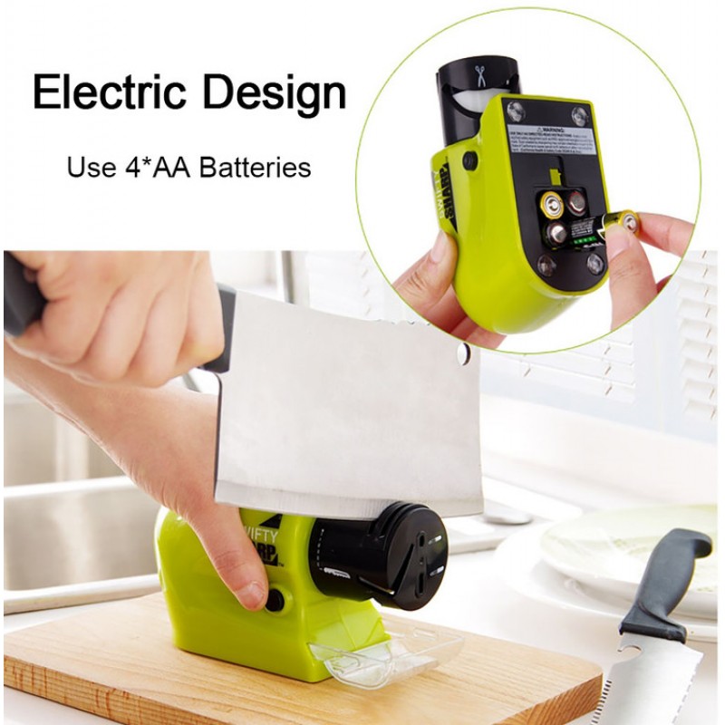 Meidong Knife Sharpener Electric Pocket Professional Whetstone Versatility Handheld Knives Sharpening for Veggetable Fruits Cheese Knife Household Tools Scissors Screwdriver (Green)