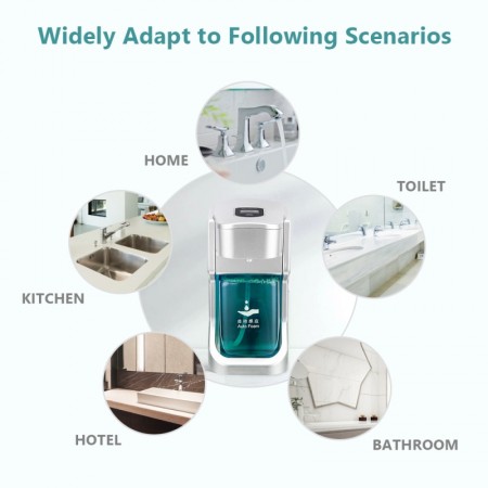 meidong Automatic Soap Dispenser 500ml / 17oz Touchless Foaming Hand Free USB Charging Infrared Motion Sensor for Multiple Usage Scenarios Dish Kitchen Bathroom Office Hotel Toilet School
